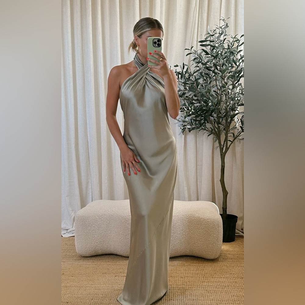 NWT Show me your mumu Jasmine Halter Dress in sage green